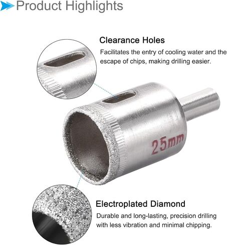 CoCud Diamond Hole Saws Drill Bits, 8mm / 5/16" Drilling Diameter, Nickel Plated Carbon Steel Drill Bit - (Applications: for Glass Ceramic Tiles Marble Stone), 2-Pieces in Saudi Arabia