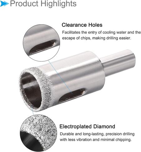 CoCud Diamond Hole Saws Drill Bits, 8mm / 5/16" Drilling Diameter, Nickel Plated Carbon Steel Drill Bit - (Applications: for Glass Ceramic Tiles Marble Stone), 2-Pieces in Saudi Arabia