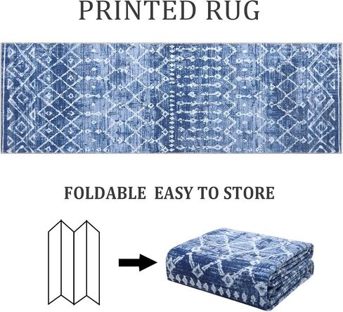 Hallway Runner Rug 2x6 Feet Modern Moroccan Boho Washable Runner Rug, Non-Slip Stain Resistant Area Rug Diamond Bohemian Kitchen Mat Entryway Carpet Rug for Bedside, Black in Saudi Arabia