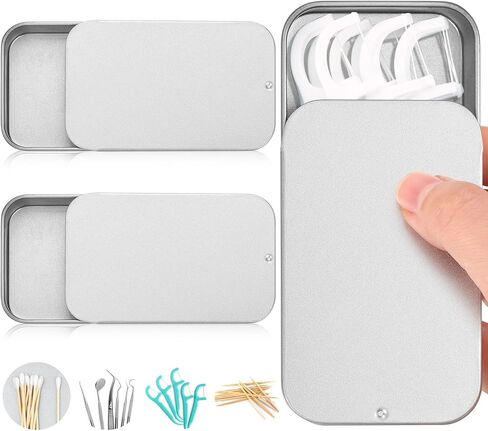 3 قطع من خيط تنظيف الأسنان المحمول، موزع خيط تنظيف الأسنان المنزلق، صندوق إعادة تعبئة عصا خيط تنظيف الأسنان للسفر، الفنادق، العشاء، تنظيف الأسنان (فضي) in Kuwait