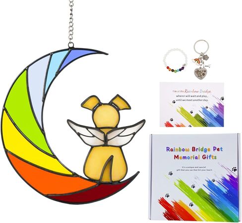 الهدايا التذكارية الكلب الزجاج الملون لفقدان الكلب، قوس قزح جسر الكلب الهدايا التذكارية للكلاب، الحيوانات الأليفة هدية التعاطف مع فقدان، فقدان هدية التعاطف الكلب، هدية الفجيعة الكلب، الحيوانات الأليفة التذكارية الكلب يمر بعيدا الهدايا in Kuwait