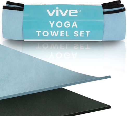 Vive Non Slip Yoga Towel & Hand Towel - Microfiber, Quick Drying, Washable, Lightweight - Non Slip Grip Hot Pilates Mat- Soft & Large Sweat Absorbent for Workouts & Safe Exercise - 24" x72" in Saudi Arabia