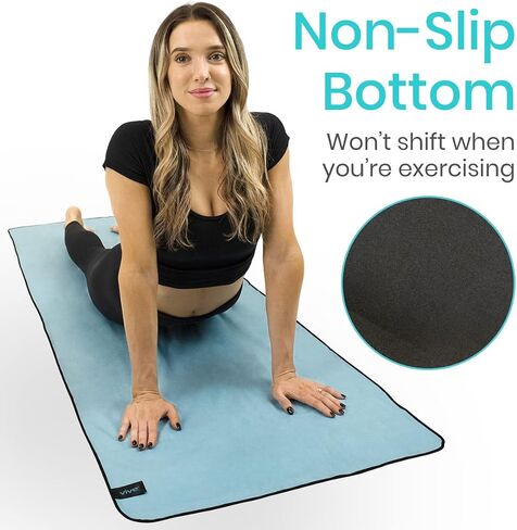 Vive Non Slip Yoga Towel & Hand Towel - Microfiber, Quick Drying, Washable, Lightweight - Non Slip Grip Hot Pilates Mat- Soft & Large Sweat Absorbent for Workouts & Safe Exercise - 24" x72" in Saudi Arabia