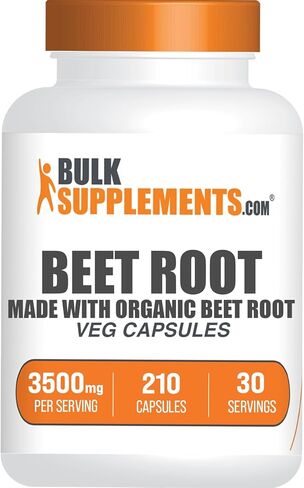 BulkSupplements.com كبسولات جذر البنجر - مكملات جذر البنجر، حبوب جذر البنجر - نباتية، سوبرفوود، وخالية من الغلوتين - 7 كبسولات لكل وجبة، 210 كبسولة نباتية (عبوة من 1) in Saudi Arabia