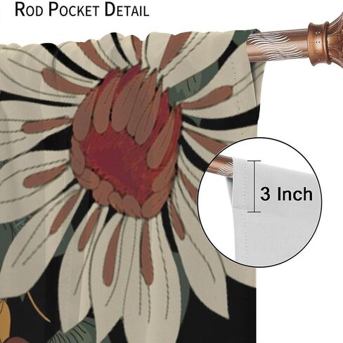 Boho Floral Curtain for Bedrooms,Abstract Mid Century Morden Bohemian Decor Drapes for Girls Women Home Window Curtains 42x45 Inch, Black Red in Kuwait