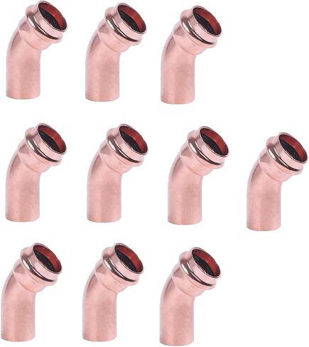 (10-pack) EZ-FLUID Plumbing 1/2" FTG x Press LF Press Copper Street 45 Degree Elbow Pressure Copper Fittings with Press Copper Pipe Connection for Residential,Commercial in Saudi Arabia