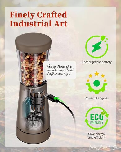 مطحنة الملح والفلفل الكهربائية، مجموعة مطحنة الملح والفلفل القابلة لإعادة الشحن من الفولاذ المقاوم للصدأ بسعة كبيرة 4.5 أونصة، فم واسع 1.8 بوصة، خشونة قابلة للتعديل، مثالية للمطبخ in Kuwait