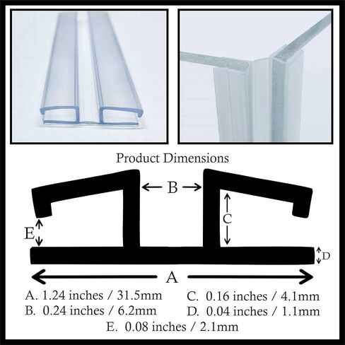 مفصلات معيشة بنمط بيانو PVC شفاف مميز وفريد ​​من نوعه لـ 3/16 بوصة (4.5 مم) أو 1/8 بوصة (3 مم) المادة: بدون براغي أو غراء - DIY لزجاج شبكي، أكريليك، زجاج والمزيد (48 بوصة، قطعة واحدة) in Kuwait