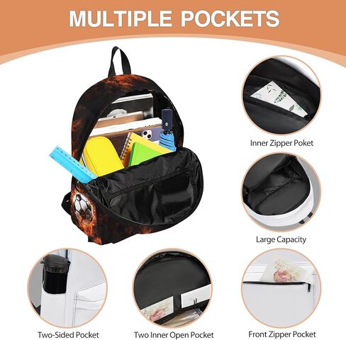 3PCS School Backpack for Boys Girls, Kids Backpack for Teens Elementary Middle High School Students, Large Capacity 17 Inch School Bags with Lunch Box and Pencil Case (Soccer) in Saudi Arabia