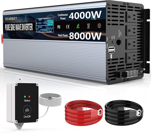 3000W Pure Sine Wave Power 12V Inverter DC to AC 110V 120V Peak Power 6000W with Remote Control 4 AC Outlets,Dual USB Port,LED Display AC Terminal Blocks for Power Inverter Truck RV Car Solar System in Saudi Arabia