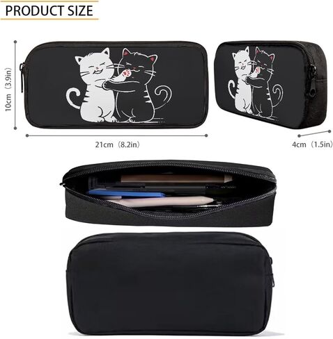 3 PCS Cartoon Cute Black White Cat Print Travel Backpack Set for Women Men, Kids Knapsack Rucksack Lunch Box with Thermal Insulated Pen Case in Saudi Arabia