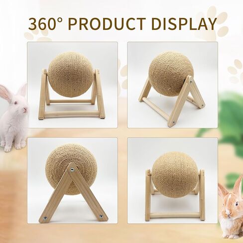 Niwaes Bunny Scratch Toy-Rabbit Toys for Bunny Claw Scratcher, Natural Sisal Pet Scratching Activity Ball, Wooden Small Animals Boredom Breaker for Indoor Ferrets Chinchillas (Small) in Kuwait