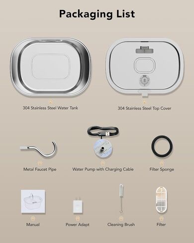 Dog Water Fountain,108oz/3.2L Stainless Steel Automatic Pet Water Fountain, Water Dispenser for Cats and Dogs with a Replacement Filter, for Multi-pet Household, Ultra-Quiet Pump, 4-Layer Filtration in Saudi Arabia