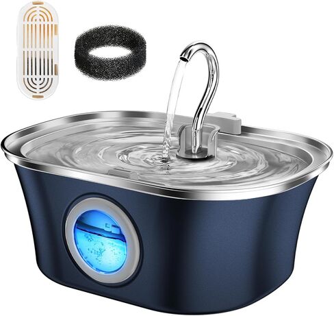 Dog Water Fountain,108oz/3.2L Stainless Steel Automatic Pet Water Fountain, Water Dispenser for Cats and Dogs with a Replacement Filter, for Multi-pet Household, Ultra-Quiet Pump, 4-Layer Filtration in Saudi Arabia