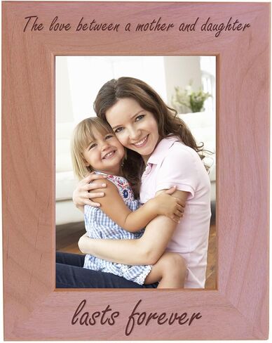 CustomGiftsNow The Love Between A Mother And Daughter Lasts Forever Natural Alder Wood Engraved Tabletop/Hanging Photo Picture Frame (5x7-inch Vertical) in Saudi Arabia