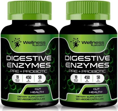 Digestive Enzymes with Probiotics and Prebiotics - 450mg - 5 Billion CFUs - Pure Super Enzymes for Digestion Capsules - Digestive Enzymes for Women & Men Support Digestive & Gut Health - 120 Count in Saudi Arabia