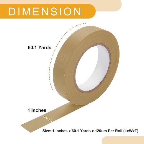 4 Pcs 0.7 Inches x 60.1 Yards Universal Painters Tape - DIY Car Auto Paint for Masking Tape No Residue - Crepe Paper Brown in Saudi Arabia