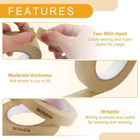 4 Pcs 0.7 Inches x 60.1 Yards Universal Painters Tape - DIY Car Auto Paint for Masking Tape No Residue - Crepe Paper Brown in Saudi Arabia