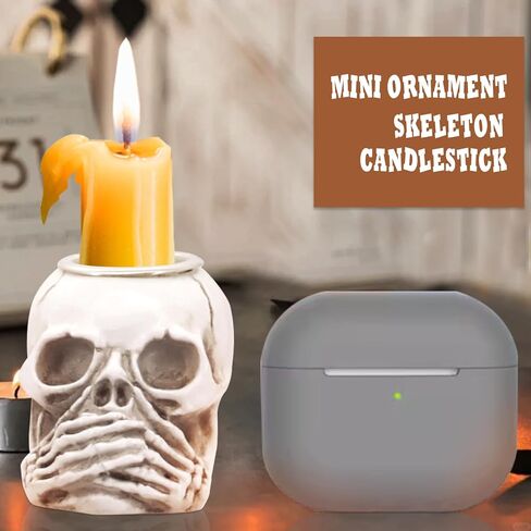 حامل شموع على شكل جمجمة، شمعدان جمجمة الهالوين، شمعدان رأس هيكل عظمي قوطي، حامل شمعدان ديكور جمجمة، لتزيين حفلات الهالوين العائلية (4 قطع) in Kuwait