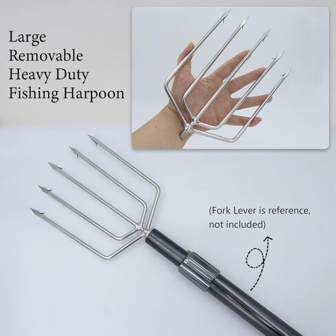 Dutiplus Large Fishing Harpoon 1~11 Prong Barded Stainless Steel Hunting Fish Gig Gaff Fork Hook with 8mm Screw for Catching Big Fish Mole Big Bullfrog in Kuwait