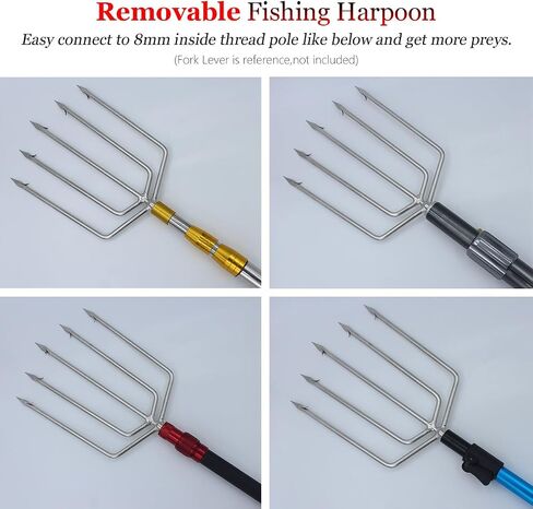 Dutiplus Large Fishing Harpoon 1~11 Prong Barded Stainless Steel Hunting Fish Gig Gaff Fork Hook with 8mm Screw for Catching Big Fish Mole Big Bullfrog in Kuwait