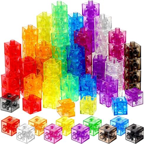100 Pcs Linking Cubes Plastic Counting Cube Colorful Counting Block Snap Math Cube Math Manipulative for Homeschool Preschool Classroom teacher Supplies Stem Activities(Rainbow,Cute) in Saudi Arabia