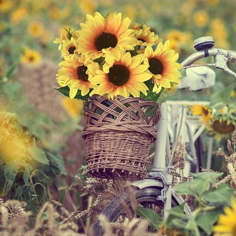Sunflower Decor 2 Bouquets Artificial Sunflower, 15" Tall Silk Fake Sunflower for Home Wedding Outdoor, DIY Garden Craft Art Decor in Saudi Arabia