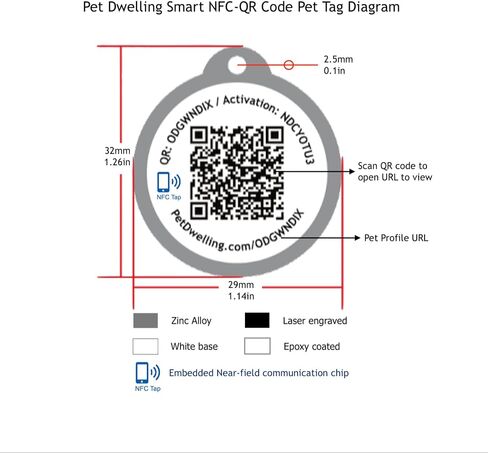 Smart NFC - QR Code Emotional Support Animal ESA Pet ID Tag - Dog Tags and Cat Tags: Instant Online Profile Access and Scan Location Email Alerts in Saudi Arabia
