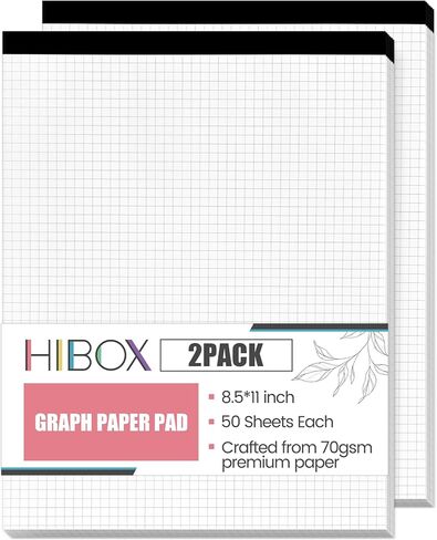 قطعتان من وسادات ورق الرسم البياني، دفاتر ملاحظات رباعية مقاس 5 × 5 مقاس 8.5 × 11 بوصة، لوحة قانونية لورق الرسم البياني الأبيض للمدرسة المكتبية in Kuwait