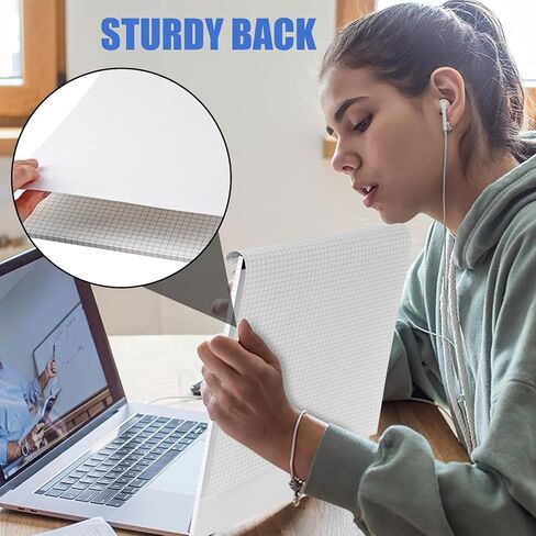 قطعتان من وسادات ورق الرسم البياني، دفاتر ملاحظات رباعية مقاس 5 × 5 مقاس 8.5 × 11 بوصة، لوحة قانونية لورق الرسم البياني الأبيض للمدرسة المكتبية in Kuwait