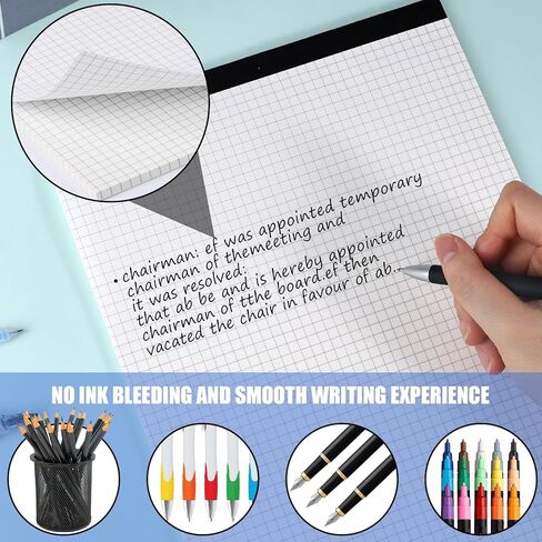 قطعتان من وسادات ورق الرسم البياني، دفاتر ملاحظات رباعية مقاس 5 × 5 مقاس 8.5 × 11 بوصة، لوحة قانونية لورق الرسم البياني الأبيض للمدرسة المكتبية in Kuwait