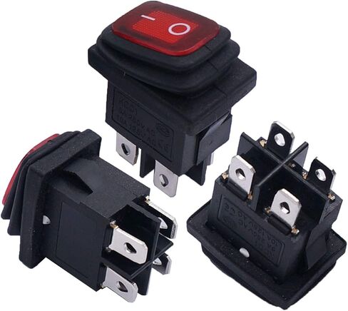 Weideer 4 قطعة مقاوم للماء مفتاح الروك الصغير تشغيل/إيقاف 12 فولت الأحمر LED 4Pin 2 موقف DPST التيار المتناوب 6A 250 فولت 10A 125 فولت قارب التبديل KCD1-4-201NW-R in Kuwait