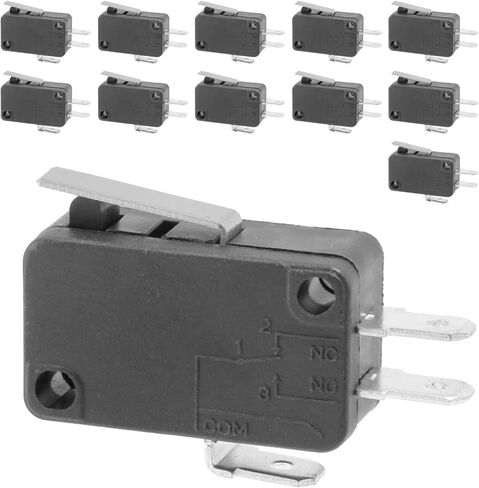 12-Pack Micro Limit Switch with Short Hinge Lever, Momentary Snap-in Micro Switch, 16A 125/250V AC, 12V DC SPDT 3Pin 1NO/1NC Limit Switch for Microwave Oven Door Freezer Arcade, KW7 in Saudi Arabia