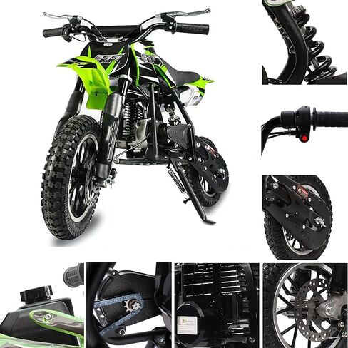 50CC 2-Stroke FRP DB001 Mini Dirt Bike for Kids, Up to 20MPH, EPA Approved With Rear Suspension, Kill Switch, Disc Brakes, 160LB Max Load (Blue) in Saudi Arabia