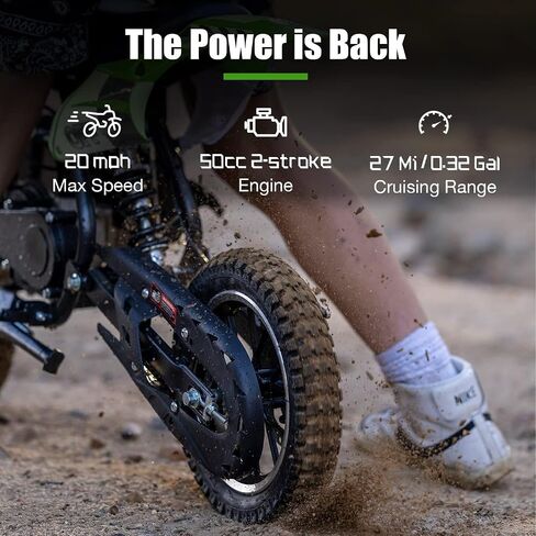 50CC 2-Stroke FRP DB001 Mini Dirt Bike for Kids, Up to 20MPH, EPA Approved With Rear Suspension, Kill Switch, Disc Brakes, 160LB Max Load (Blue) in Saudi Arabia