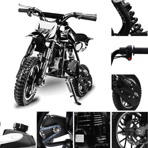 دراجة ترابية صغيرة 50CC ثنائية الأشواط FRP DB001 للأطفال، تصل سرعتها إلى 20 ميلاً في الساعة، معتمدة من وكالة حماية البيئة (EPA) مع تعليق خلفي، مفتاح قتل، فرامل قرصية، أقصى حمولة 160 رطل (أزرق) in Kuwait