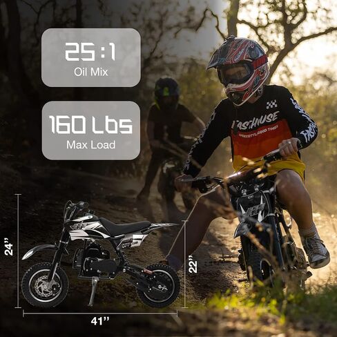 دراجة ترابية صغيرة 50CC ثنائية الأشواط FRP DB001 للأطفال، تصل سرعتها إلى 20 ميلاً في الساعة، معتمدة من وكالة حماية البيئة (EPA) مع تعليق خلفي، مفتاح قتل، فرامل قرصية، أقصى حمولة 160 رطل (أزرق) in Kuwait