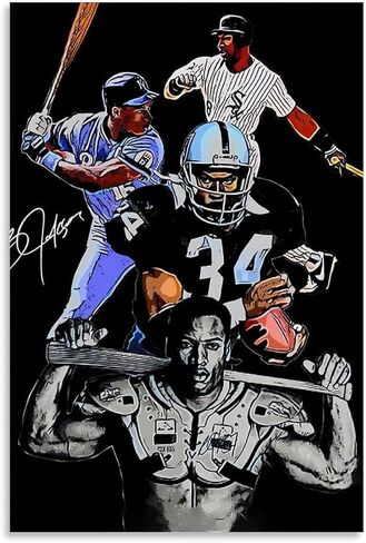 SERECPIA Sports Star Poster Bo Jackson Art Classic Aesthetic Poster Canvas Art Poster And Wall Art Picture Print Modern Family Bedroom Decor Office Posters. Unframe-style, 12x18inch(30x45cm) in Saudi Arabia