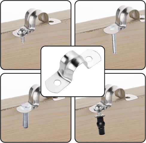 25PCS M5 Stainless Steel Rigid Pipe Strap 2 Hole Conduit Clamp U Bracket Heavy Duty Pipe Fasten Holder for Tube, Pipe Cable,Silver ,M5 (1/4" ) in Saudi Arabia