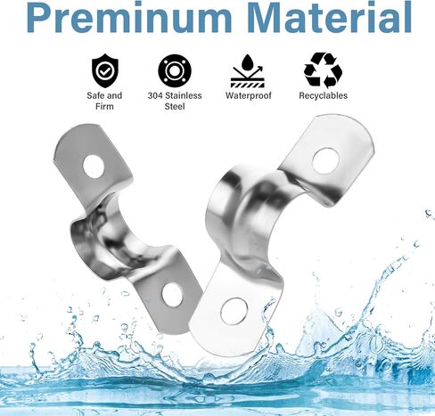 25PCS M5 Stainless Steel Rigid Pipe Strap 2 Hole Conduit Clamp U Bracket Heavy Duty Pipe Fasten Holder for Tube, Pipe Cable,Silver ,M5 (1/4" ) in Saudi Arabia