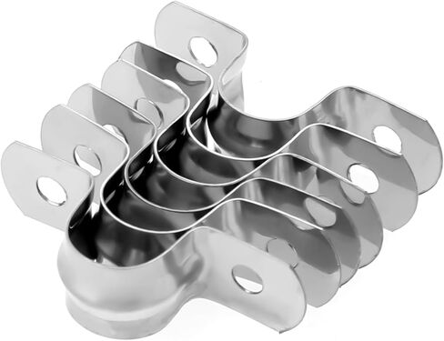 25PCS M5 Stainless Steel Rigid Pipe Strap 2 Hole Conduit Clamp U Bracket Heavy Duty Pipe Fasten Holder for Tube, Pipe Cable,Silver ,M5 (1/4" ) in Saudi Arabia