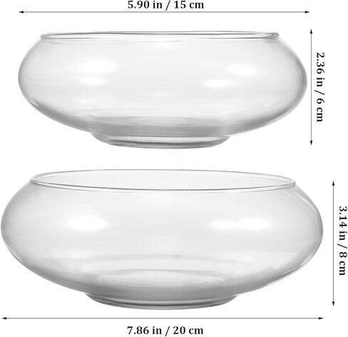 POPETPOP Glass Vase Bowl, 2pcs Wide Mouth Flower Vase Round Terrarium Glass Fish Bowl Hydroponic Planter Floral Container for Table Centerpiece, Wedding Event, Home Decoration in Saudi Arabia