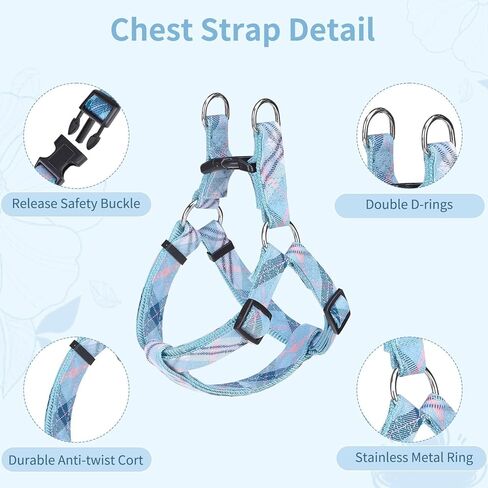 مجموعة مقود طوق طوق للكلاب من BINGPET، سرج للكلاب الصغيرة قابل للتعديل ومضاد للسحب، طقم مقود وحزام كلاسيكي منقوش للكلاب الصغيرة والمتوسطة والكبيرة، سهل المشي والجري (بيج، M) in Kuwait