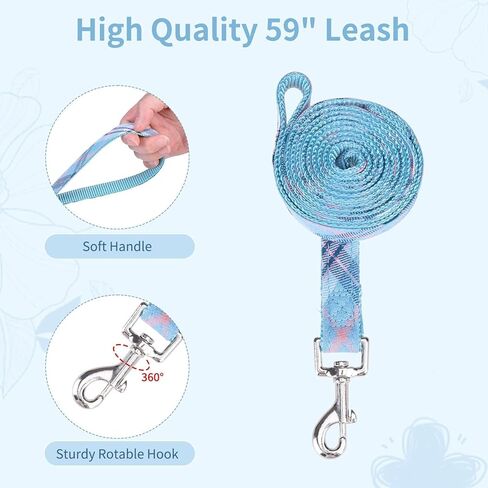 مجموعة مقود طوق طوق للكلاب من BINGPET، سرج للكلاب الصغيرة قابل للتعديل ومضاد للسحب، طقم مقود وحزام كلاسيكي منقوش للكلاب الصغيرة والمتوسطة والكبيرة، سهل المشي والجري (بيج، M) in Kuwait