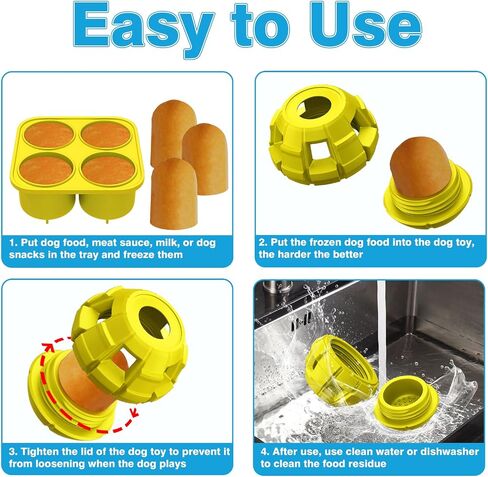 Frozen Treat Dog Toys Large Enrichment Interactive Dog Toys to Keep Them Busy with 4 Popsicles Molds Fillable Rubber Dog Chew Toys for Aggressive Chewers Silicone Dog Toys, Dishwasher Safe in Saudi Arabia