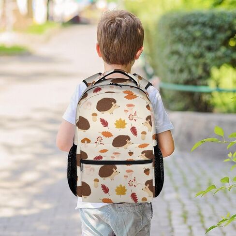 Hedgehog Backpack for Girls Boys, 16 Inch Brown Backpacks for School, Cute Lightweight Durable Bookbag for Kids in Kuwait