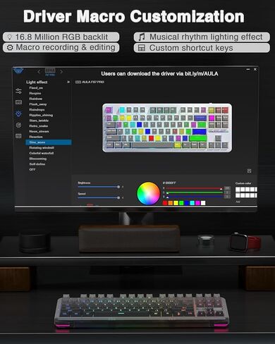 AULA F75 Pro Wireless Mechanical Keyboard,75% Hot Swappable Custom Keyboard with Knob,RGB Backlit,Pre-lubed Reaper Switches,Side Printed PBT Keycaps,2.4GHz/USB-C/BT5.0 Mechanical Gaming Keyboards in Kuwait