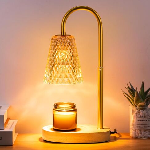 Candle Warmer Lamp Electric Timer - Candles Wax Warmers Glass Lamps for Jar Candles Burner No Flame Scented Melting Warming Lantern Adjustable Height Dimmable Light with 2 Bulb for Home Living Bedroom in Saudi Arabia