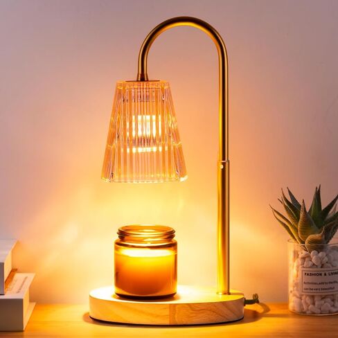 Candle Warmer Lamp Electric Timer - Candles Wax Warmers Glass Lamps for Jar Candles Burner No Flame Scented Melting Warming Lantern Adjustable Height Dimmable Light with 2 Bulb for Home Living Bedroom in Saudi Arabia