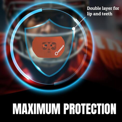 O Shield Mouth Guard for Football with Dual-Layer Protection, Built-in Air Channels, Extended Lip Shield, Soft Material, Adult and Youth Sizes with Strap/Case, Action Green in Saudi Arabia
